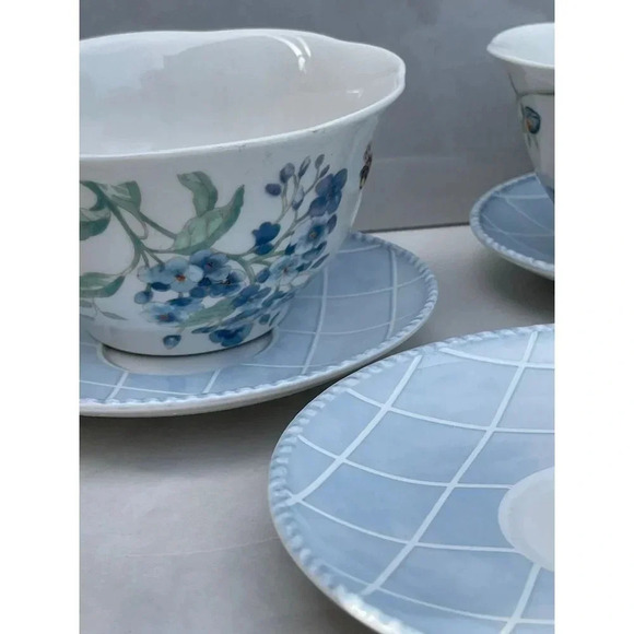 Lenox Butterfly Meadow Blue Two Rice Bowls and 3 Small Plates Porcelain 6"x3" - Picture 7 of 16